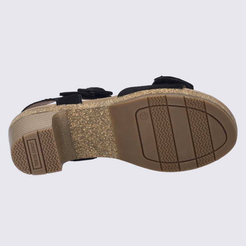 Mules Josef Seibel, mules à talon avec nœud décoratif femme cuir noir