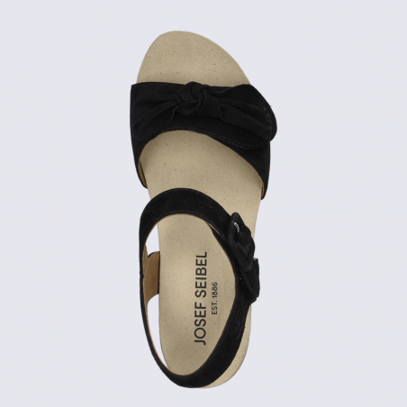 Mules Josef Seibel, mules à talon avec nœud décoratif femme cuir noir