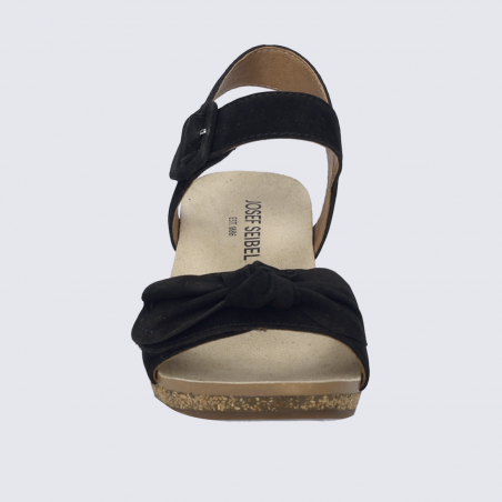 Mules Josef Seibel, mules à talon avec nœud décoratif femme cuir noir