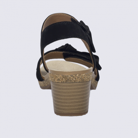 Mules Josef Seibel, mules à talon avec nœud décoratif femme cuir noir