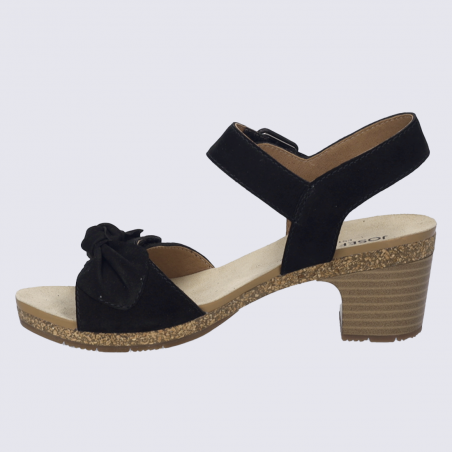 Mules Josef Seibel, mules à talon avec nœud décoratif femme cuir noir