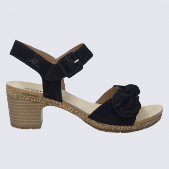 Mules Josef Seibel, mules à talon avec nœud décoratif femme cuir noir