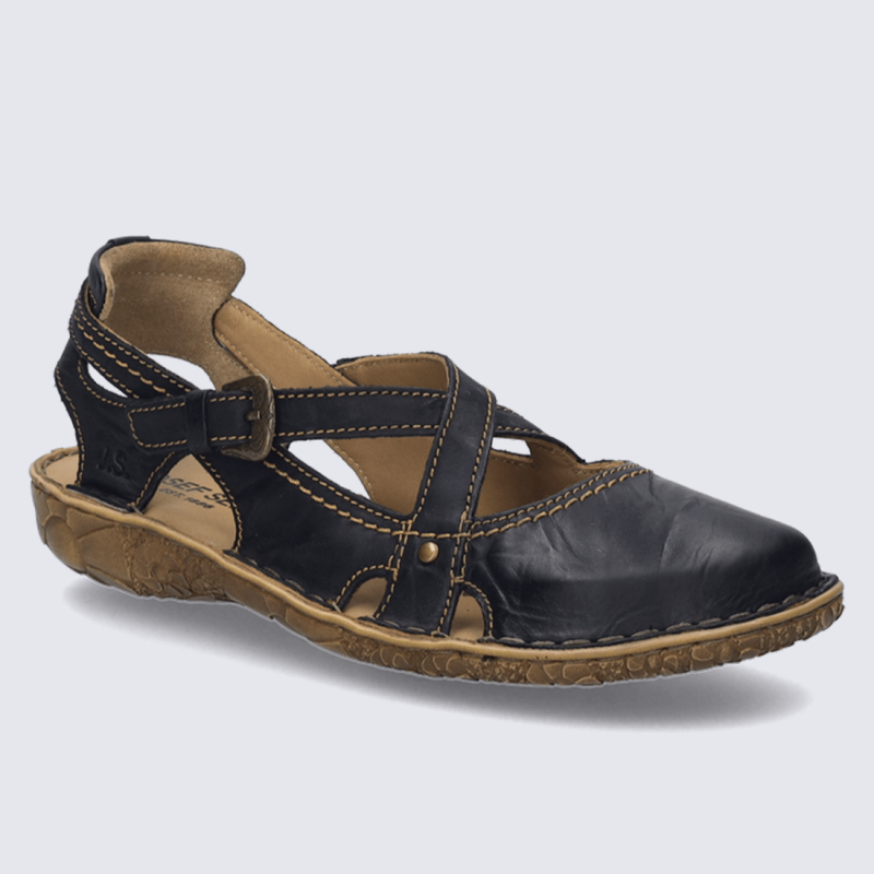 Sandales Josef Seibel, sandales à bouts fermés femme en cuir noir