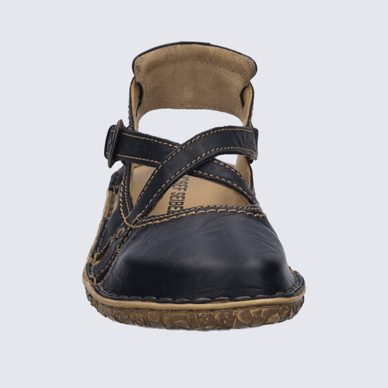 Sandales Josef Seibel, sandales à bouts fermés femme en cuir noir