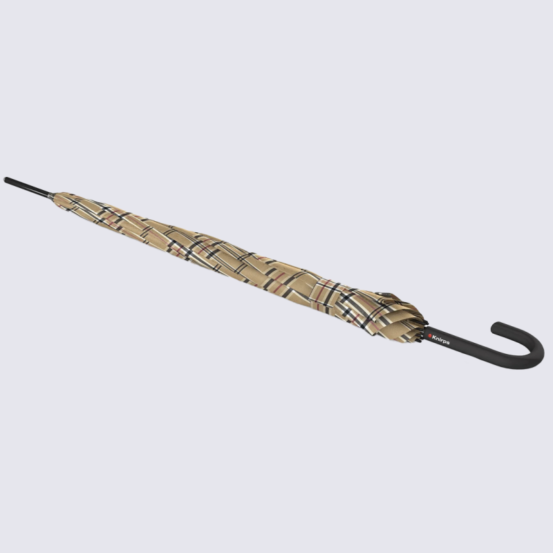 Parapluie pliant Duomatic T.760 Knirps, Parapluie motif à carreaux mixte en polyester beige