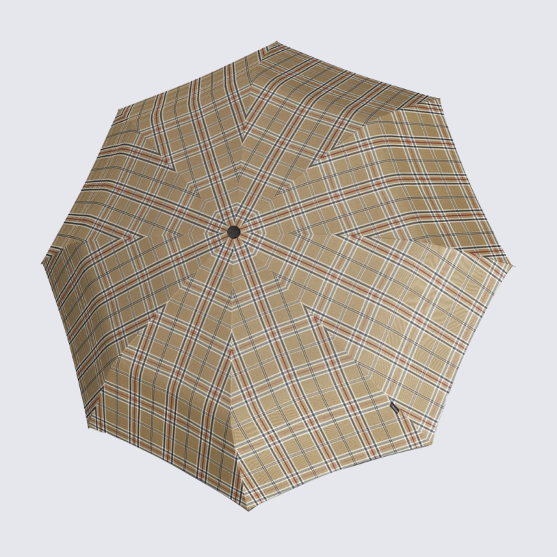 Parapluie pliant Duomatic T.760 Knirps, Parapluie motif à carreaux mixte en polyester beige