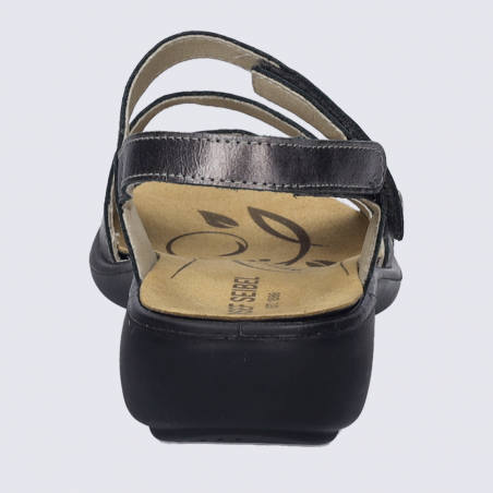 Sandales Josef Seibel, sandales velcro femme en cuir anthracite