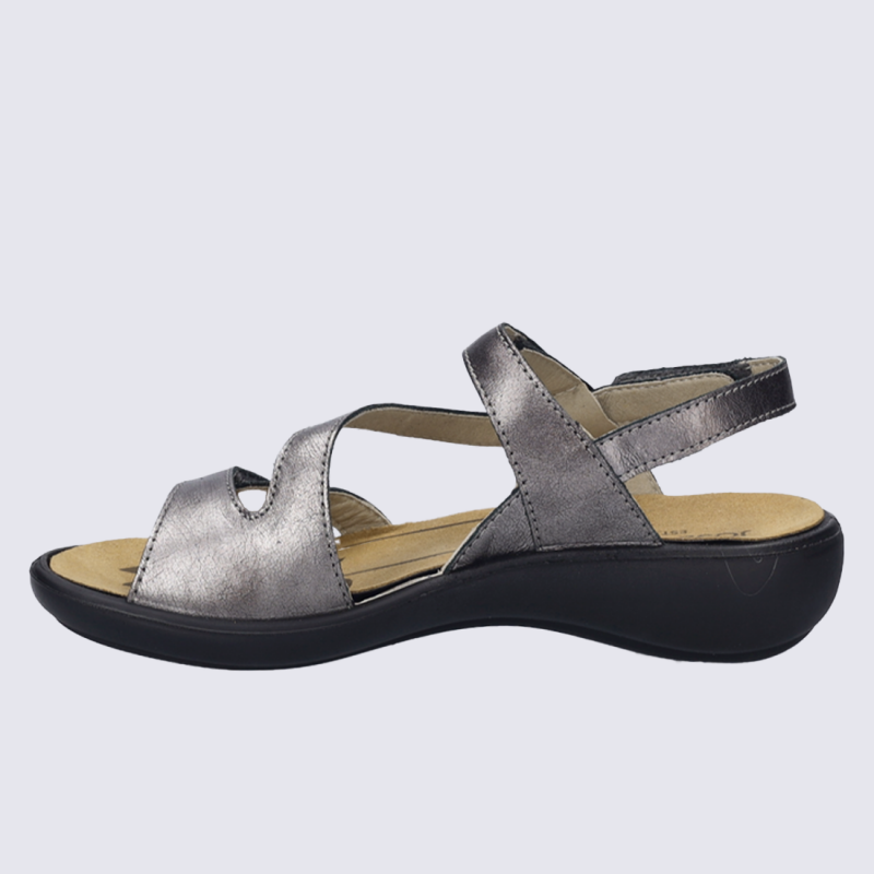 Sandales Josef Seibel, sandales velcro femme en cuir anthracite
