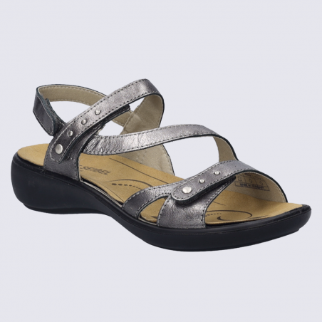 Sandales Josef Seibel, sandales velcro femme en cuir anthracite