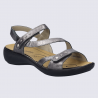Sandales Josef Seibel, sandales velcro femme en cuir anthracite