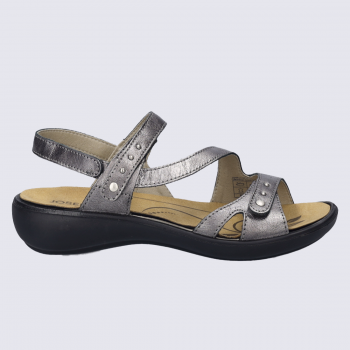 Sandales Josef Seibel, sandales velcro femme en cuir anthracite