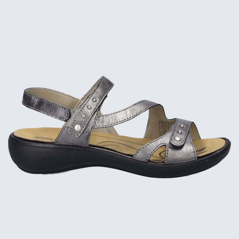 Sandales Josef Seibel, sandales velcro femme en cuir anthracite