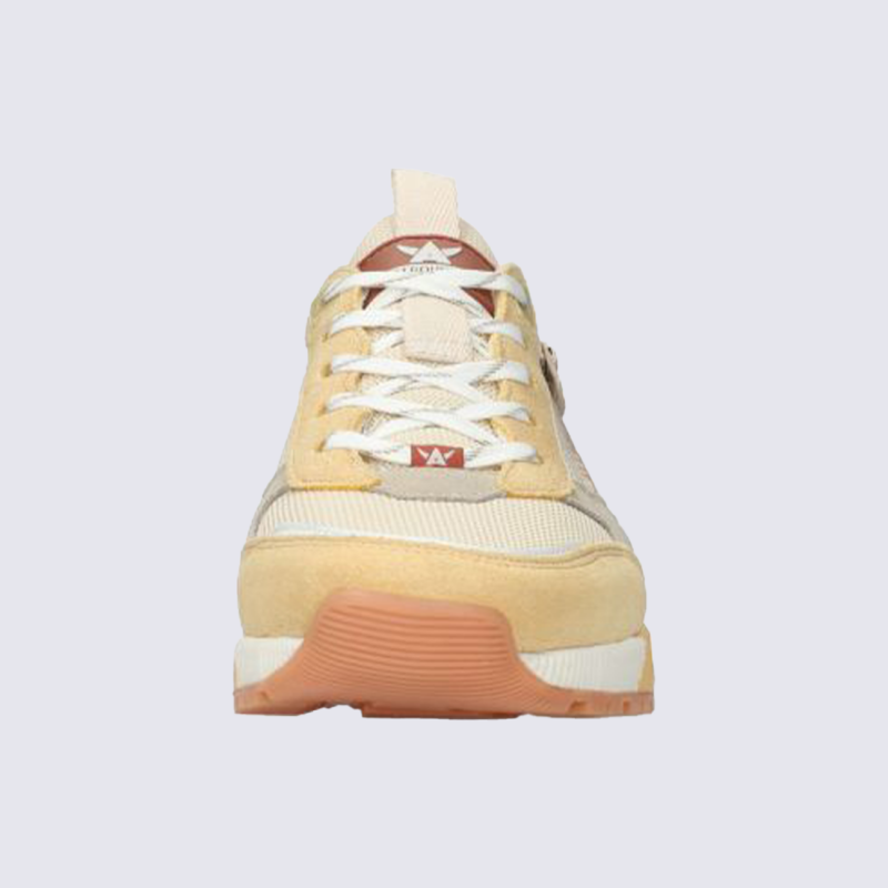 Baskets Allrounder, sneakers confortables femme en cuir velours pastel/orange