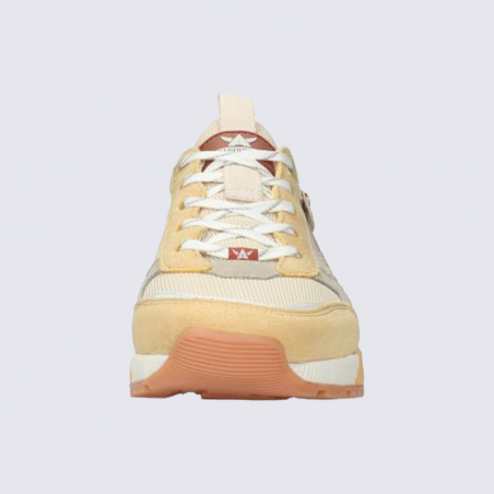 Baskets Allrounder, sneakers confortables femme en cuir velours pastel/orange
