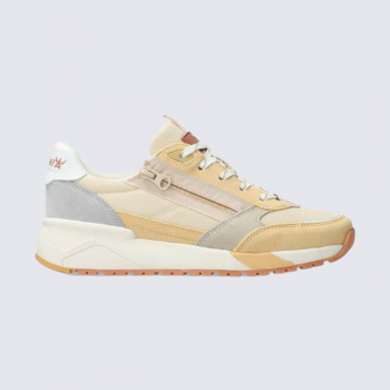 Baskets Allrounder, sneakers confortables femme en cuir velours pastel/orange