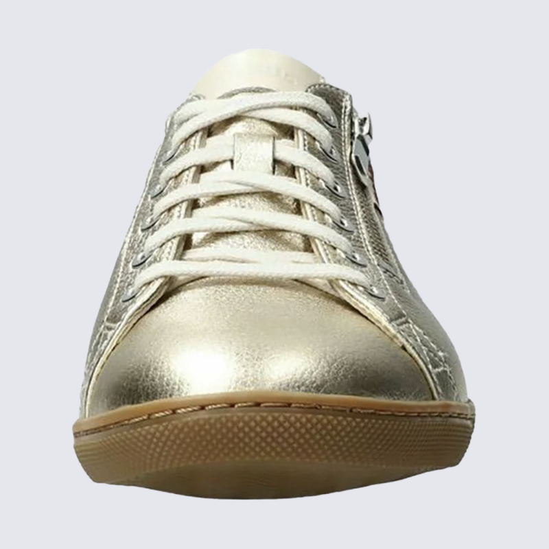 Baskets Mobils, baskets femme en cuir lisse gold