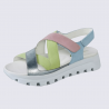 Sandales Waldläufer, Sandales pastel femme avec velcro et semelle confort cuir multicolore