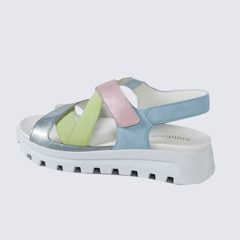 Sandales Waldläufer, Sandales pastel femme avec velcro et semelle confort cuir multicolore