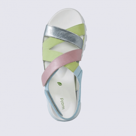 Sandales Waldläufer, Sandales pastel femme avec velcro et semelle confort cuir multicolore