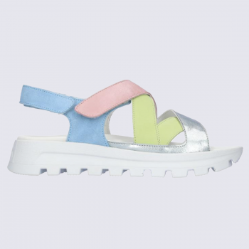Sandales Waldläufer, Sandales pastel femme avec velcro et semelle confort cuir multicolore