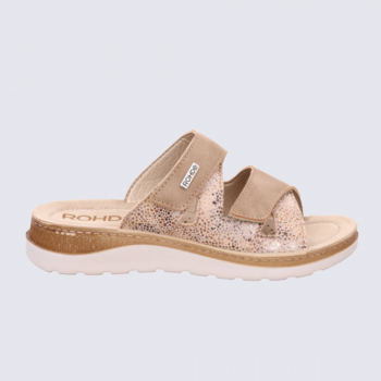 Mules Rohde, mules confortables à velcro femme en couleur gingembre