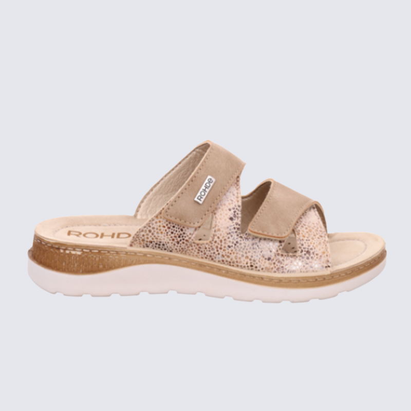 Mules Rohde, mules confortables à velcro femme en couleur gingembre