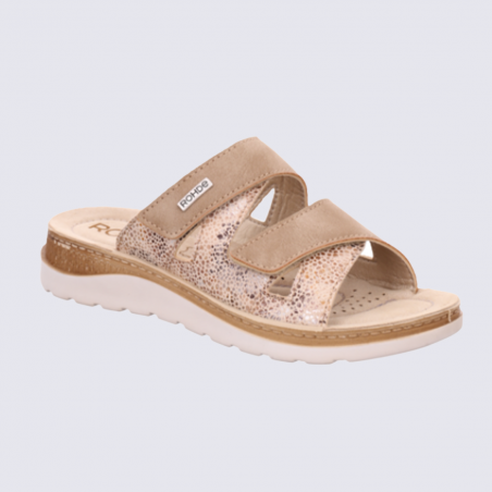 Mules Rohde, mules confortables à velcro femme en couleur gingembre