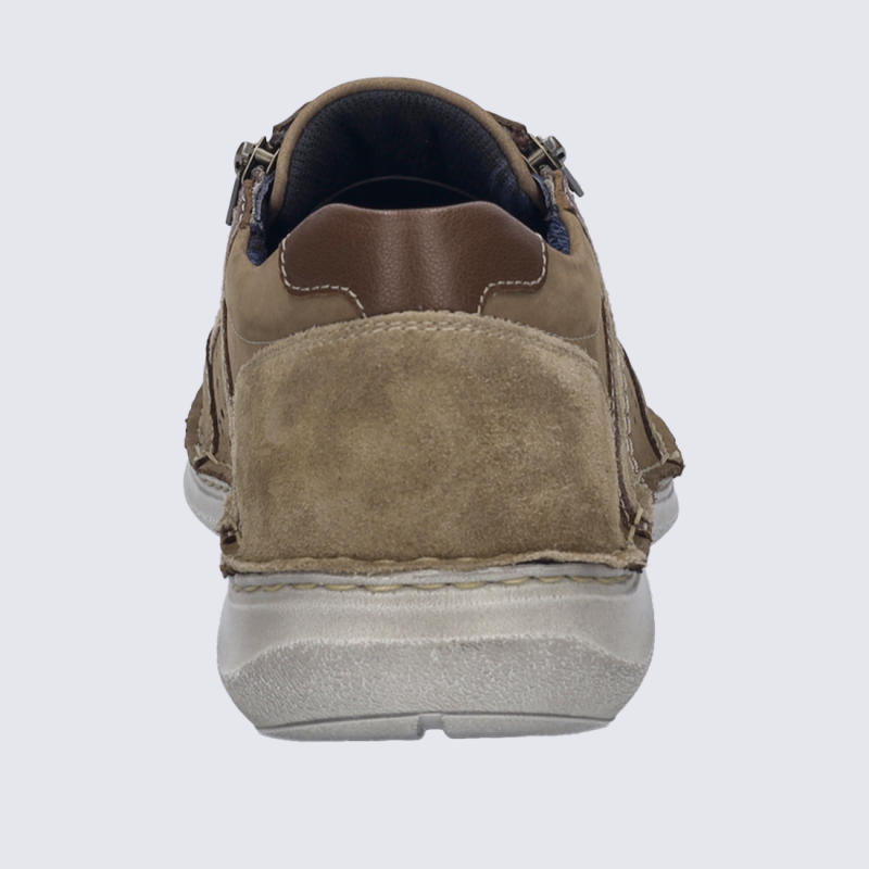 Baskets Josef Seibel, Baskets cuir sable homme en cuir et textile semelle confort à zip latéral