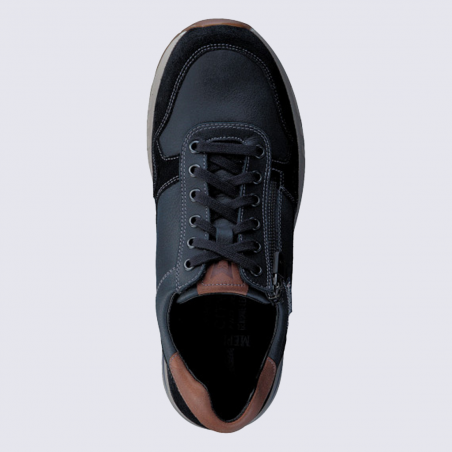 Baskets Mephisto, baskets basses confort homme en cuir lisse bleu