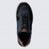 Baskets Mephisto, baskets basses confort homme en cuir lisse bleu