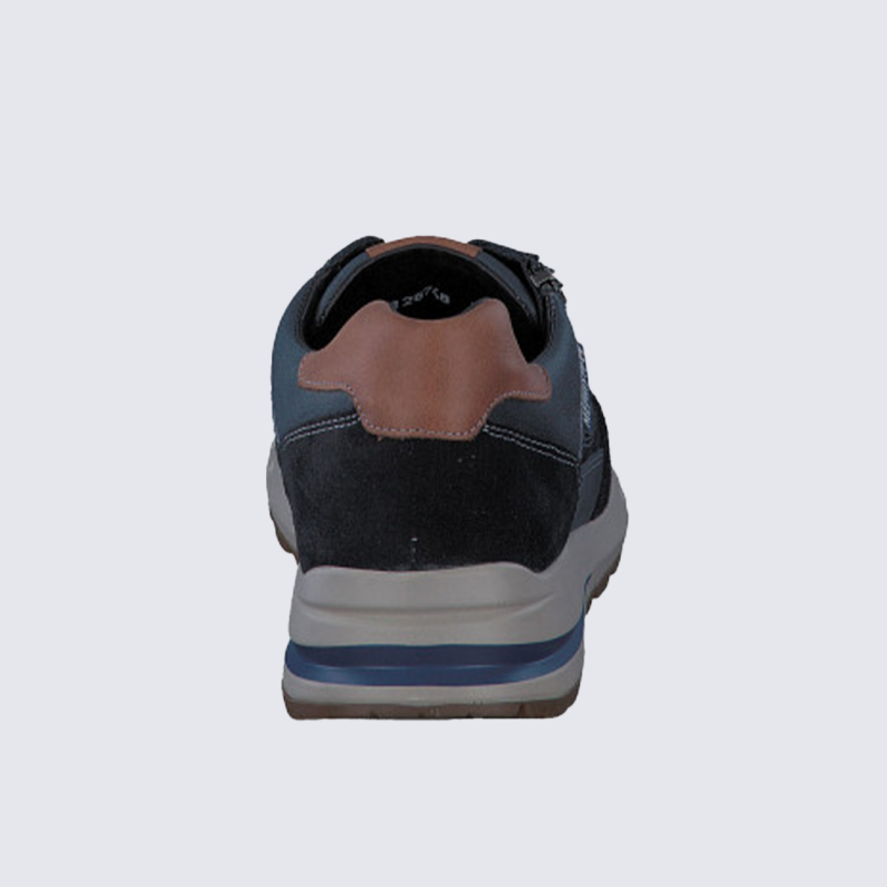 Baskets Mephisto, baskets basses confort homme en cuir lisse bleu