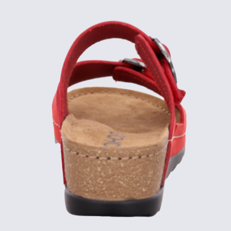 Mules Rohde, Mules brides réglables femme en cuir nubuck cerise