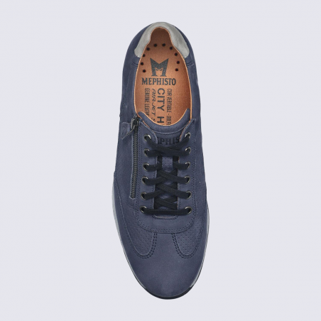 Baskets Mephisto, baskets élégantes homme en cuir jeans bleu