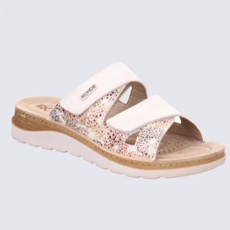 Mules Rohde, mules confortables à velcro femme en couleur ivoire