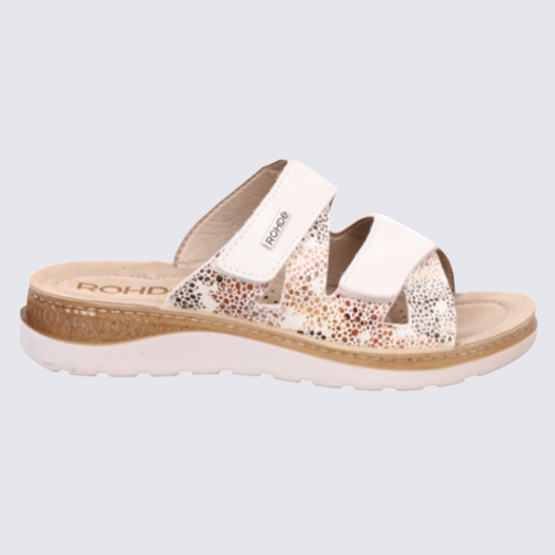 Mules Rohde, mules confortables à velcro femme en couleur ivoire