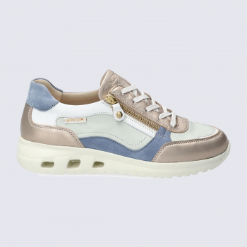 Baskets Mephisto, baskets à lacets tendance femme en cuir platinium