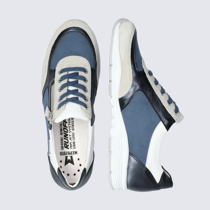 Baskets Mephisto, baskets ultra légères femme combinaison de cuir stone