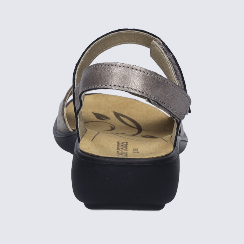 Nu-pieds Josef Seibel, nu-pieds confort et chic femme à velcro en cuir platine