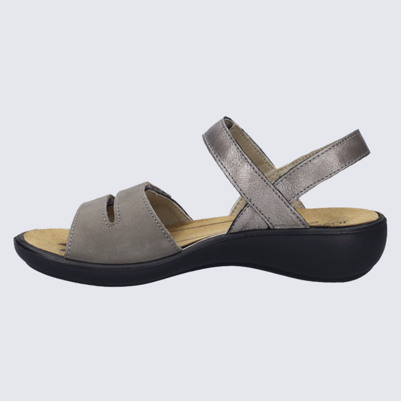 Nu-pieds Josef Seibel, nu-pieds confort et chic femme à velcro en cuir platine