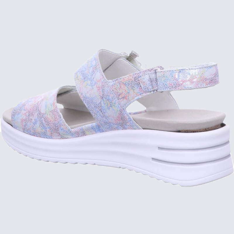 Sandales Waldlaufer, sandales compensées femme en cuir gris multicolore