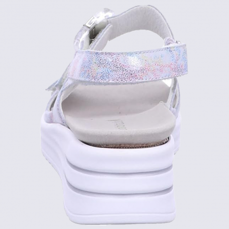 Sandales Waldlaufer, sandales compensées femme en cuir gris multicolore