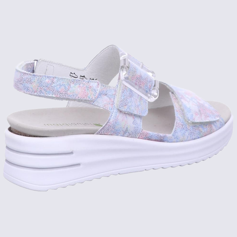 Sandales Waldlaufer, sandales compensées femme en cuir gris multicolore