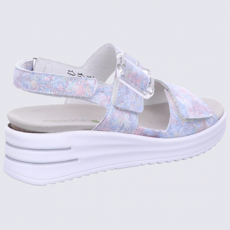 Sandales Waldlaufer, sandales compensées femme en cuir gris multicolore