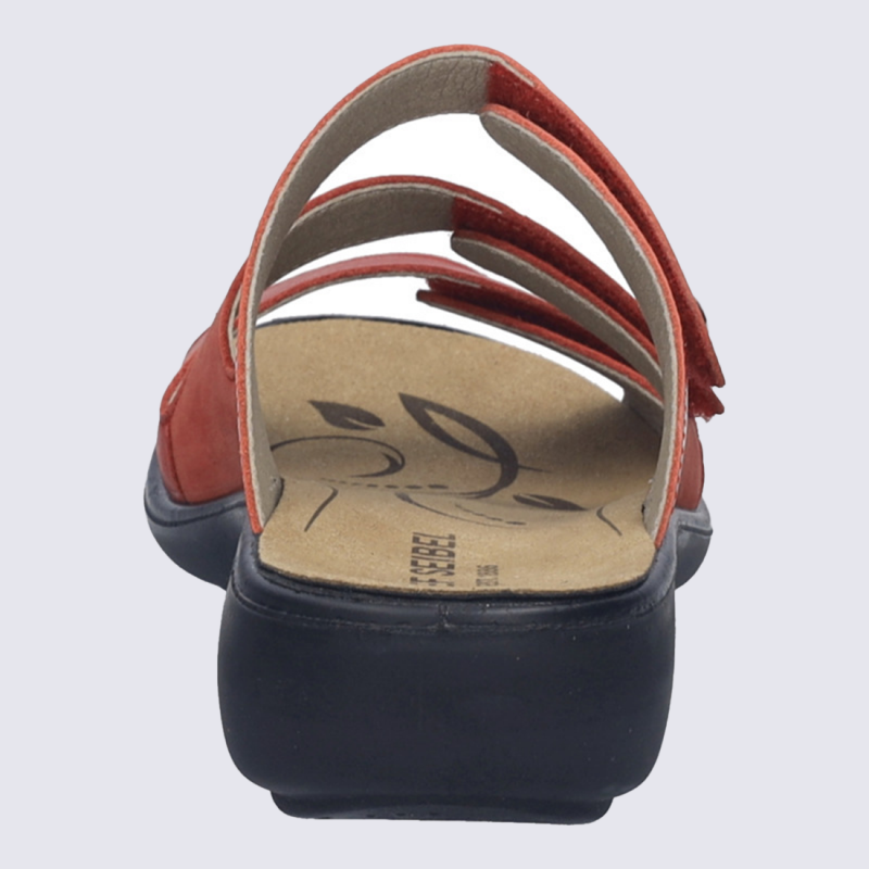 Sandales Josef Seibel, Sandales femme design ergonomique à fermeture velcro cuir lisse rouge