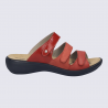 Sandales Josef Seibel, Sandales femme design ergonomique à fermeture velcro cuir lisse rouge