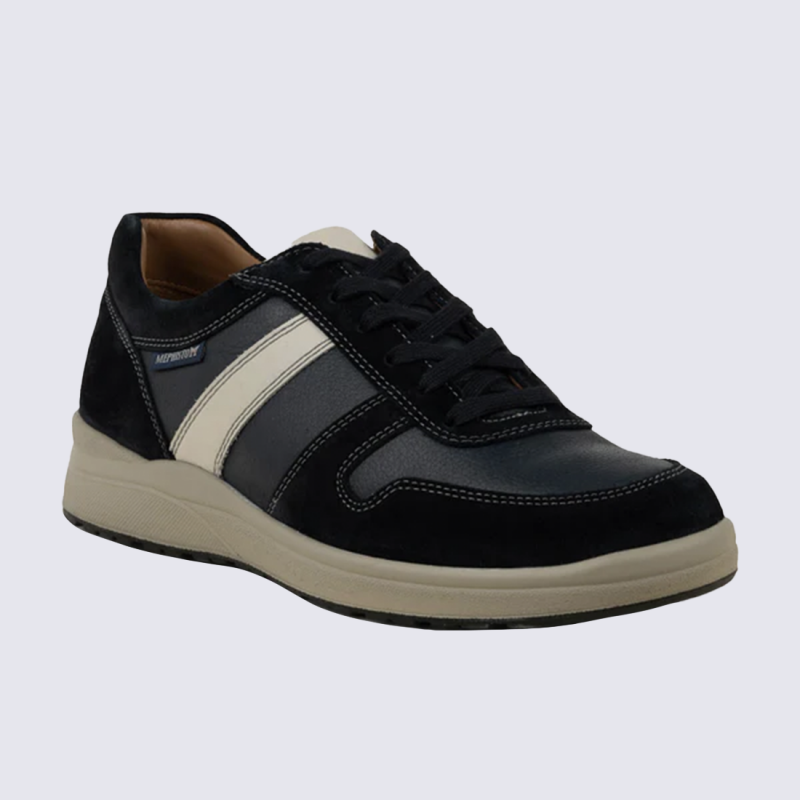 Baskets Mephisto, baskets confortables homme en cuir bleu
