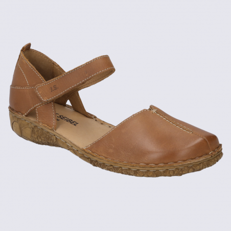 Sandales Josef Seibel, sandales à bouts fermés femme en cuir cognac