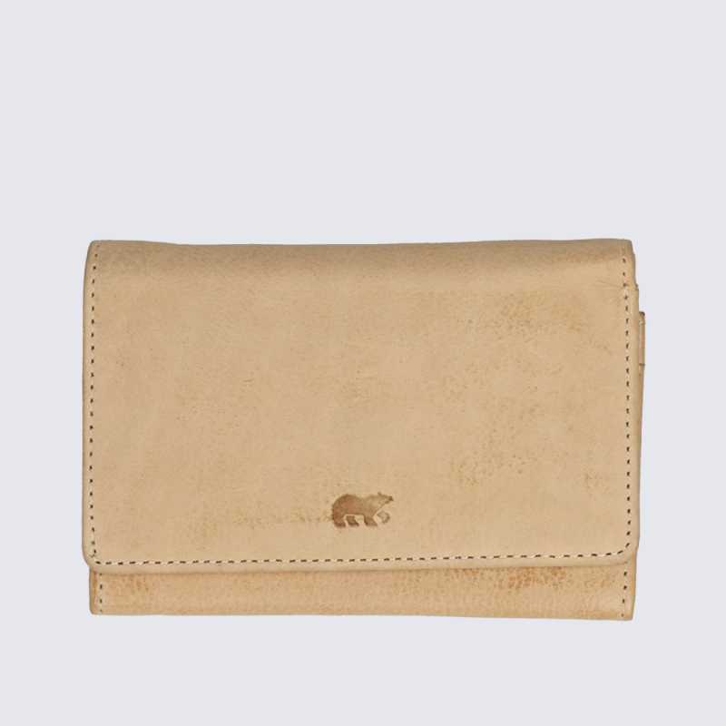 Portefeuille Bear, portefeuilles à rabat femme en cuir baltic beige