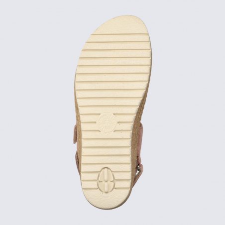 Sandales compensées, Sandales confort chic femme en cuir multicolore rose