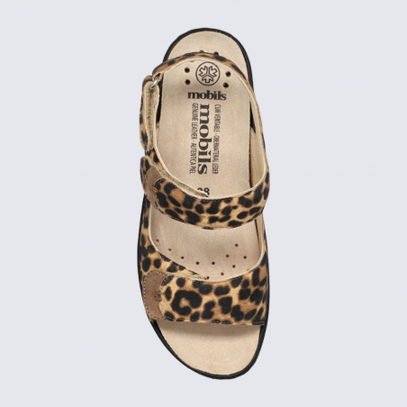 Sandales Mobils, sandales confortables femme en cuir bengal brun
